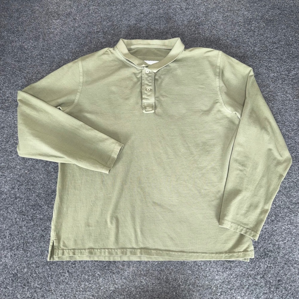 Peter Manning Mens Medium Green Cotton Long‎ Sleeve Polo Shirt Casual Classic